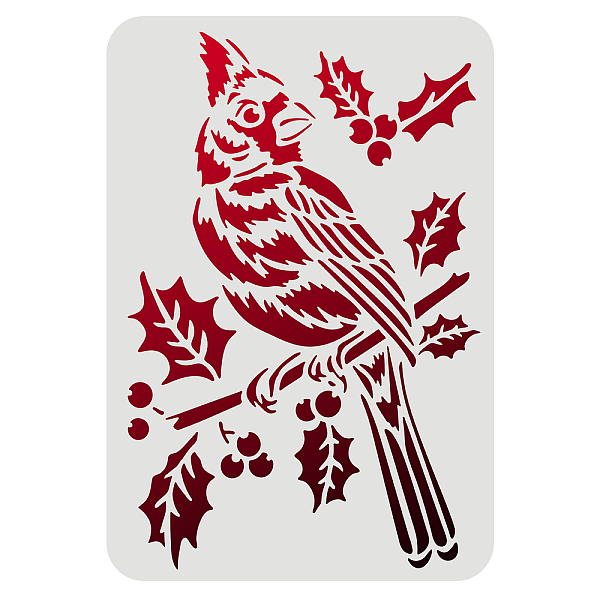 PandaHall FINGERINSPIRE Cardinal Bird Stencil 29.7x21cm Plastic Cardinal Bird Painting Stencil Bird Branch Pattern Stencils Reusable...