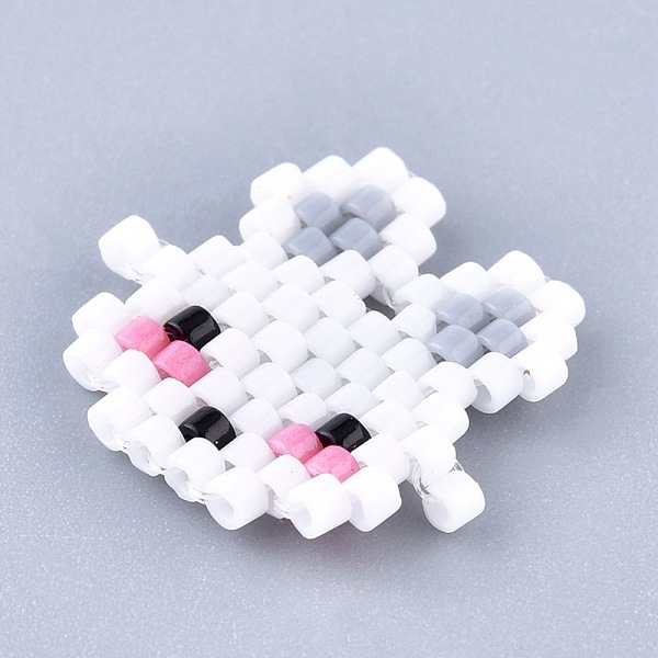 

PandaHall Handmade Seed Beads Links Connectors, with Elastic Thread, Loom Pattern, Rabbit, White, 15x16~17x1.5mm, Hole: 0.7mm Glass Rabbit...