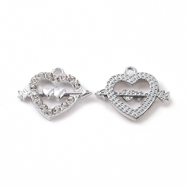 

PandaHall Alloy Crystal Rhinestone Pendants, Heart & Arrow Charms, Platinum, 14.5x18.5x2.8mm, Hole: 1.8mm Alloy+Rhinestone Heart Clear