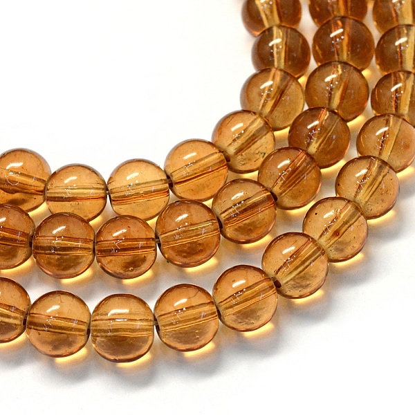

PandaHall Baking Painted Transparent Glass Round Bead Strands, Peru, 8.5~9mm, Hole: 1.5mm, about 100~105pcs/strand, 31.8 inch Glass Round..., Brown