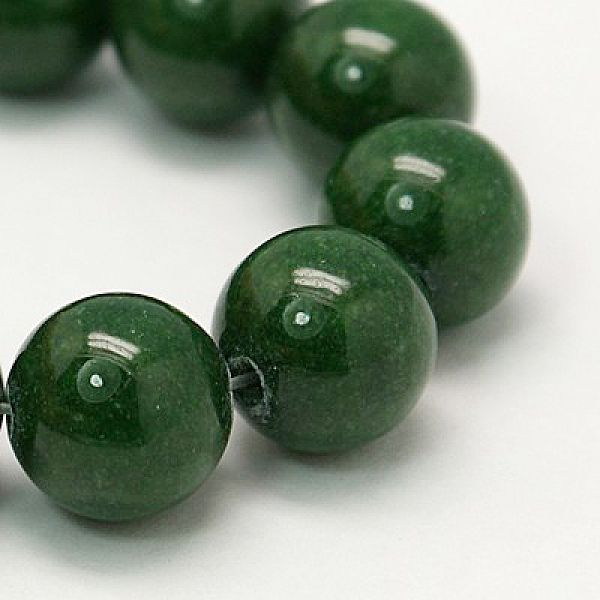 

PandaHall Natural Mashan Jade Round Beads Strands, Dyed, Dark Green, 12mm, Hole: 1mm, about 34pcs/strand, 15.7 inch Mashan Jade Round Green