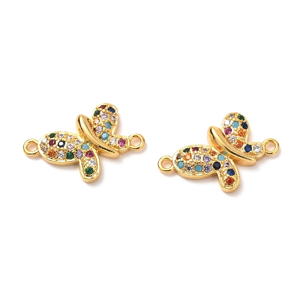 

PandaHall Brass Micro Pave Cubic Zirconia Links Connectors, Real 18K Gold Plated, Long-Lasting Plated, Butterfly, Colorful, 13x20x3mm, Hole...