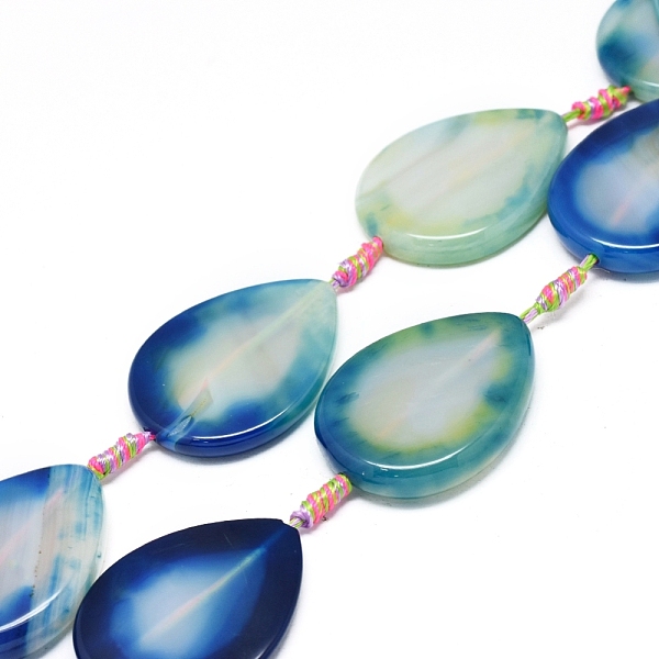 

PandaHall Natural Banded Agate/Striped Agate Beads Strands, Dyed & Heated, Teardrop, Blue, 42~45x32~35x5~7mm, Hole: 1.8mm, about 7pcs/Strand...