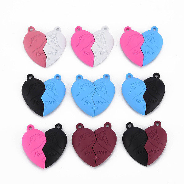 

PandaHall Spray Painted Alloy Magnetic Clasps with Loops, Rack Plating, Cadmium Free & Nickel Free & Lead Free, Heart, Mixed Color..., Multicolor