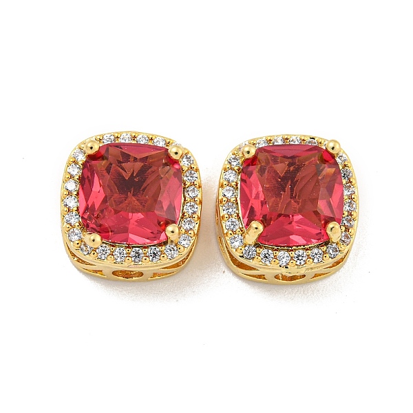 

PandaHall Brass Micro Pave Cubic Zirconia Beads, Square, Real 18K Gold Plated, 11x11x7.5mm, Hole: 2.3mm Brass+Cubic Zirconia Square Red