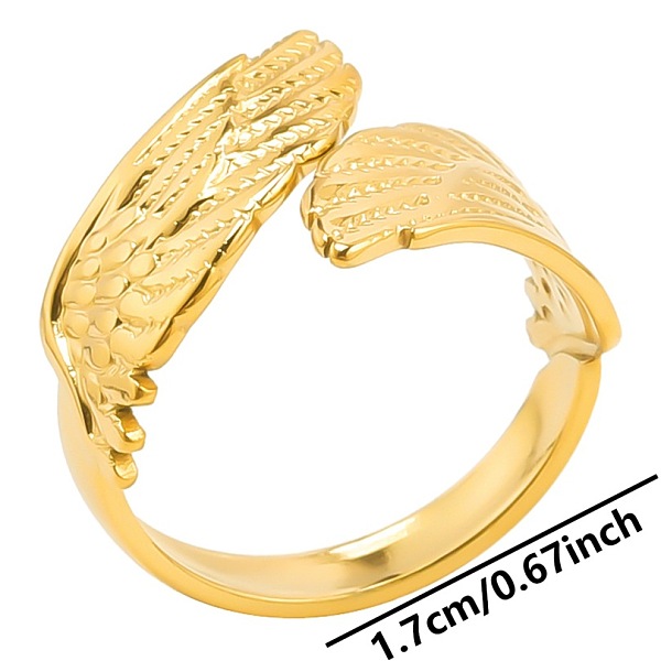 

PandaHall Stainless Steel Wing Open Cuff Ring for Unisex, Golden Other Wing