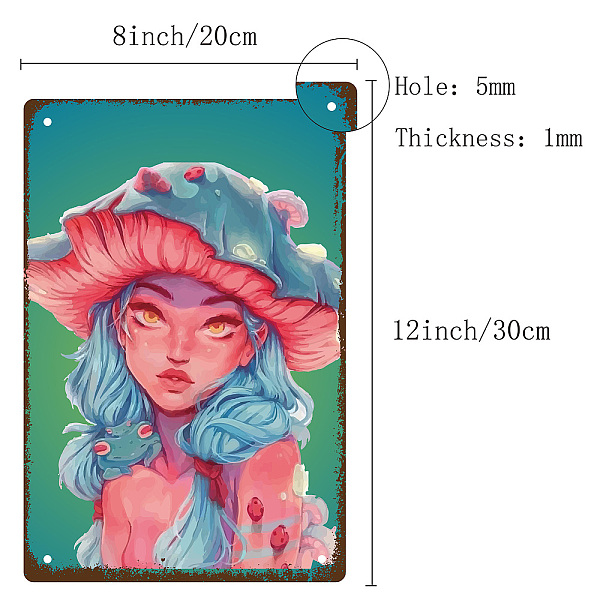 

PandaHall CREATCABIN Mushroom Girl Metal Tin Sign Poster Vintage Retro Wall Art Decor Hanging Iron Painting Plaques for Home Kitchen Bedroom...