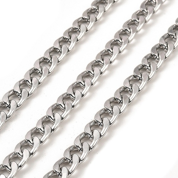 

PandaHall Aluminium Curb Chains, Unwelded, with Spool, Platinum, 11x7.5x2mm, about 32.81 Feet(10m)/Roll Aluminum