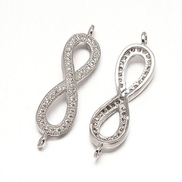 

PandaHall Brass Micro Pave Grade AAA Cubic Zirconia Links, Infinity, Cadmium Free & Nickel Free & Lead Free, Real Platinum Plated...