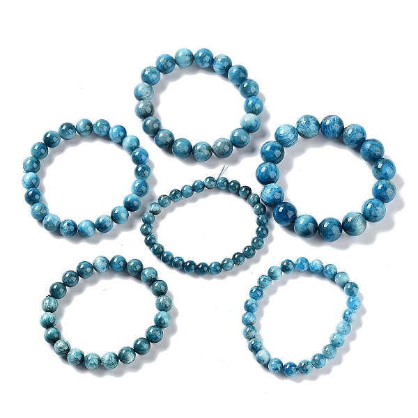 

PandaHall Natural Apatite Round Round Beaded Stretch Bracelets, Inner Diameter: 2-1/8~2-3/8 inch(5.5cm) Apatite Round