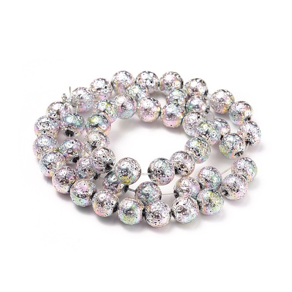 

PandaHall Electroplated Natural Lava Rock Beads Strands, Round, Rainbow Plated, 8~8.5mm, Hole: 1.2mm, about 48pcs/strand, 15.7 inch(40cm)...