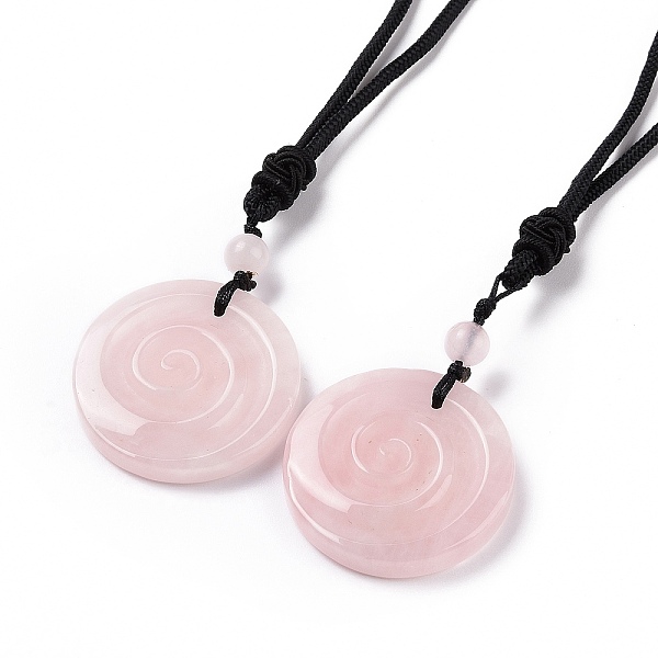 

PandaHall Adjustable Natural Rose Quartz Vortex Pendant Necklace with Nylon Cord for Women, 26.38 inch(67cm) Rose Quartz