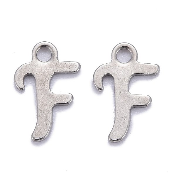 

PandaHall 304 Stainless Steel Pendants, Alphabet, Stainless Steel Color, Letter.F, 11x7x1mm, Hole: 1.5mm 304 Stainless Steel Letter F