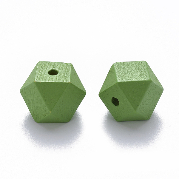

PandaHall Painted Natural Wood Beads, Polygon, Lime Green, 15.5x16x16mm, Hole: 3.5mm Wood Polygon Green