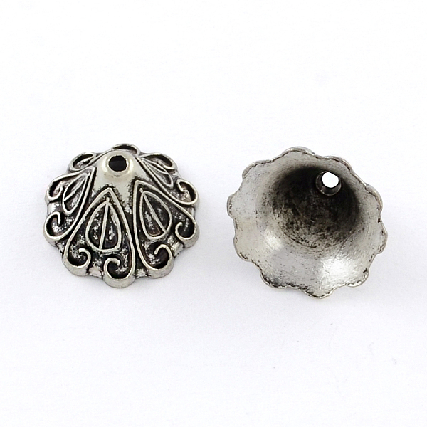 

PandaHall Tibetan Style Zinc Alloy Apetalous Bead Caps, Lead Free & Cadmium Free, Antique Silver, 10x15mm, Hole: 1.5mm, about 384pcs/500g...