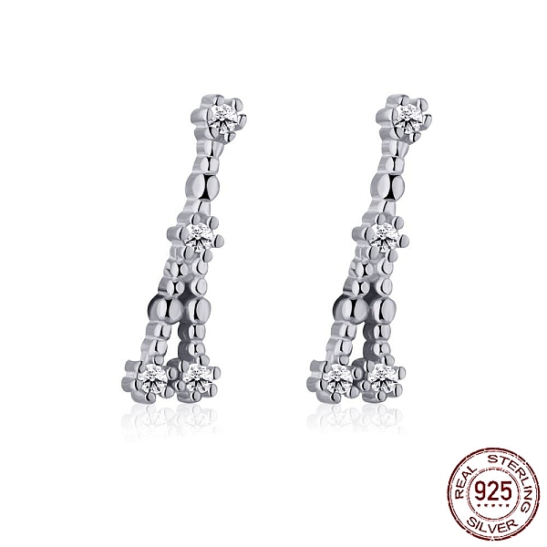 

PandaHall Cubic Zirconia Constellation Stud Earrings, Real Platinum Plated Rhodium Plated 925 Sterling Silver Earrings, Cancer, 12x3.5mm...