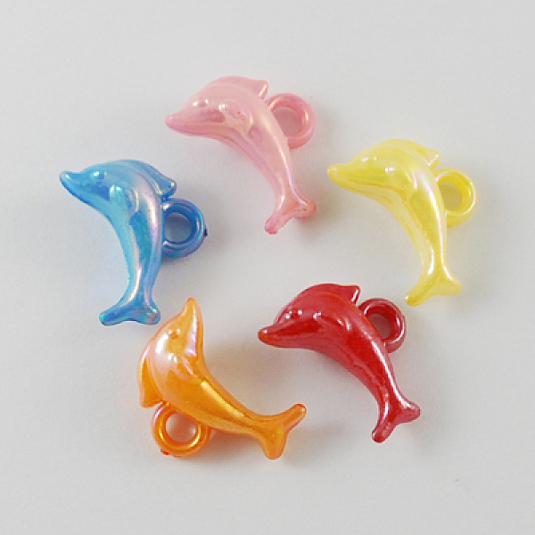 

PandaHall Opaque AB Color Acrylic Dolphin Charms, Mixed Color, 18x13x8mm, Hole: 3mm Acrylic Dolphin Multicolor