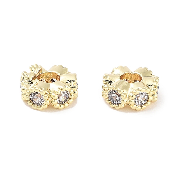 

PandaHall Brass Micro Pave Cubic Zirconia Beads, Flat Round, Real 18K Gold Plated, Clear, 6x3mm, Hole: 2mm Brass+Cubic Zirconia Flat Round...