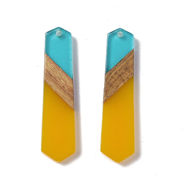 

PandaHall Transparent Resin & Walnut Wood Pendants, Hexagon Charms, Gold, 49x12x3.5mm, Hole: 2mm Resin+Wood Hexagon Gold