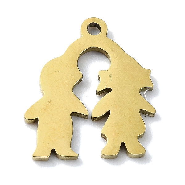 

PandaHall 304 Stainless Steel Charms, Laser Cut, Couple Charm, Golden, 14x12x1mm, Hole: 1.2mm 304 Stainless Steel Human
