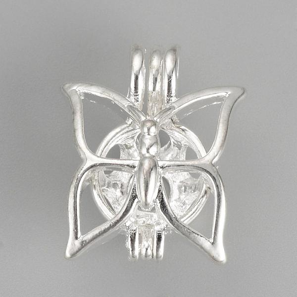

PandaHall Alloy Diffuser Locket Pendants, Cage Pendants, Butterfly, Silver Color Plated, 20.5x17x12mm, Hole: 3.5x4.5mm, inner measure: 9mm...