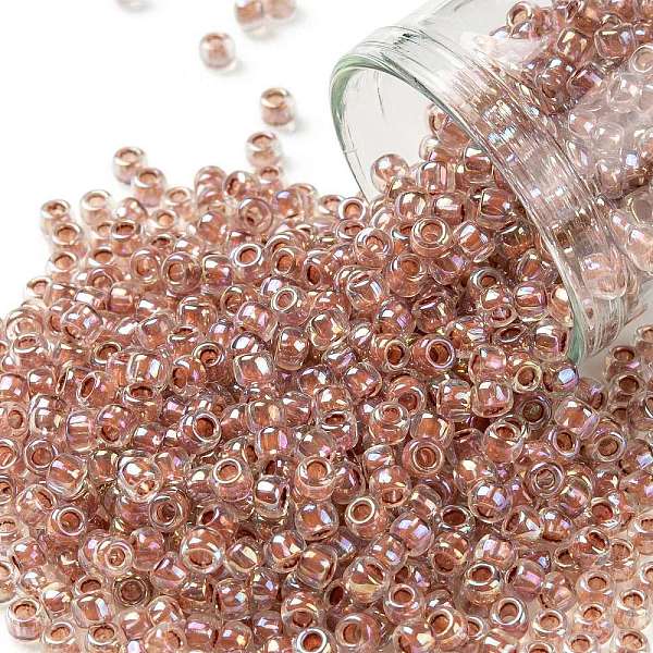 

PandaHall TOHO Round Seed Beads, Japanese Seed Beads, (784) Inside Color AB Crystal/Sandstone Lined, 8/0, 3mm, Hole: 1mm, about 220pcs/10g..., Red