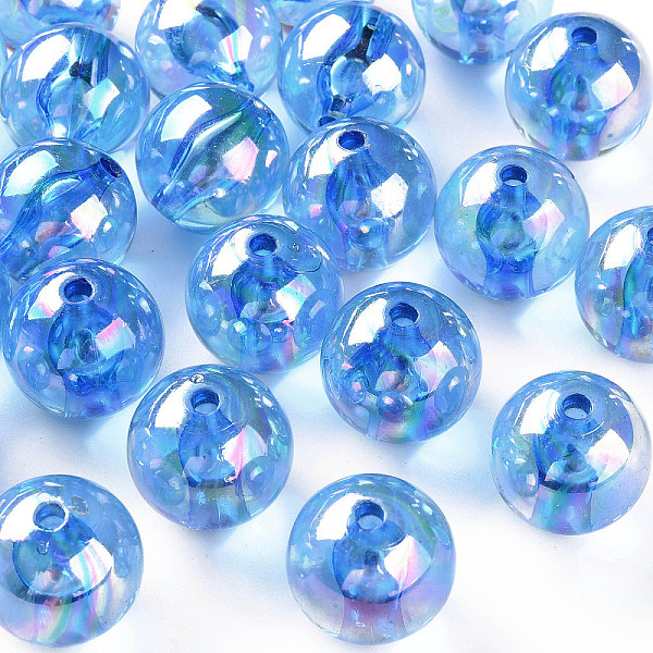 

PandaHall Transparent Acrylic Beads, AB Color Plated, Round, Blue, 20x19mm, Hole: 3mm, about 111pcs/500g Acrylic Round Blue