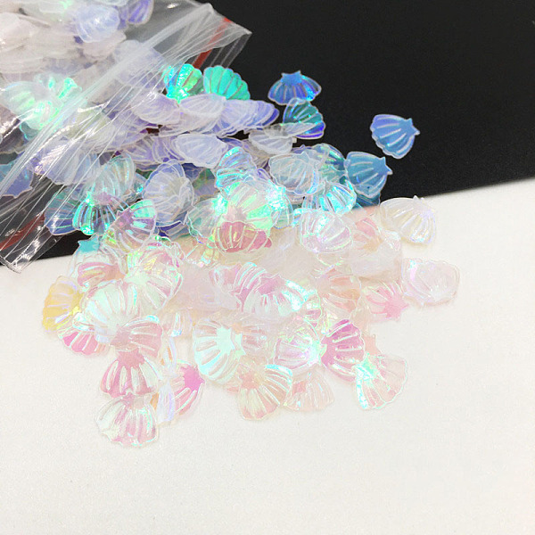 

PandaHall Shell PVC Nail Art Glitter Sequins, Manicure Decorations, UV Resin Filler, for Epoxy Resin Slime Jewelry Making, Clear AB, 7mm..., White