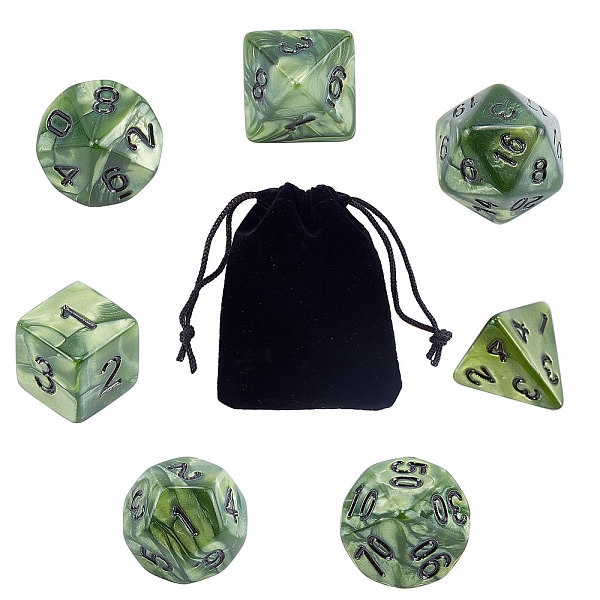 PandaHall GORGECRAFT 7 Piece Polyhedral DND Dice Set with Pouch for D & D RPG Dungeon and Dragons Table Board Roll Playing Games (Dark Green)...