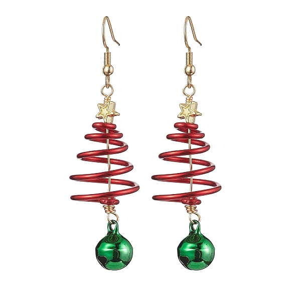 

PandaHall Aluminum Wire Wrapped Christmas Tree Dangle Earrings, Brass Bell Earrings for Women, FireBrick, 66x17~19mm Aluminum Christmas Tree..., Red
