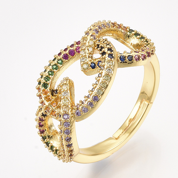 

PandaHall Adjustable Brass Micro Pave Cubic Zirconia Finger Rings, Oval and Teardrop, Golden, Size 8, 18mm Brass+Cubic Zirconia