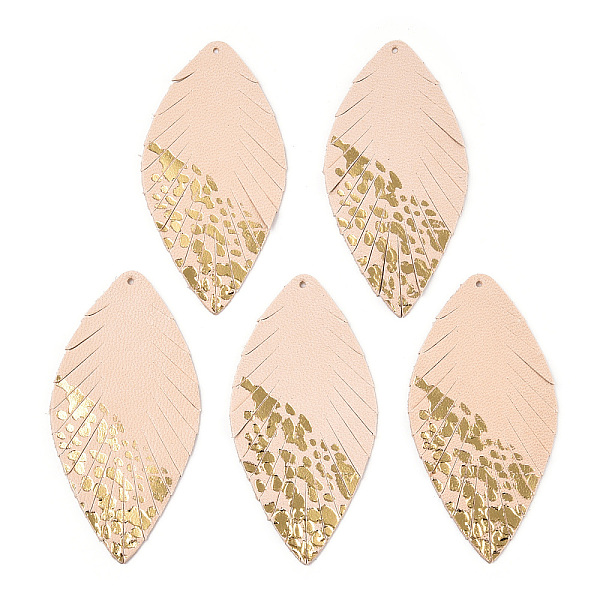 

PandaHall Eco-Friendly Sheepskin Leather Big Pendants, Leaf, Antique White, 75x35~37x1~1.5mm, Hole: 1.4mm Leather Leaf Orange