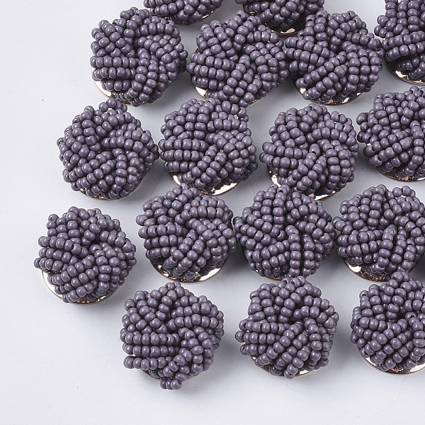 

PandaHall Glass Seed Beads Cabochons, Cluster Beads, with Golden Plated Iron Perforated Disc Settings, Flower, DarkSlate Blue, 19~20x10~12mm...