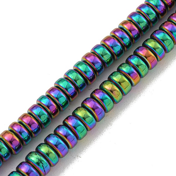 

PandaHall Electroplated Synthetic Non-magnetic Hematite Beads Strands, Disc, Heishi Beads, Rainbow Plated, 4.5x2mm, Hole: 1mm, about...