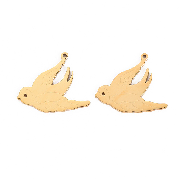 

PandaHall 304 Stainless Steel Pendants, Laser Cut, Swallow, Real 14K Gold Plated, 17x20x1mm, Hole: 1mm 304 Stainless Steel Bird