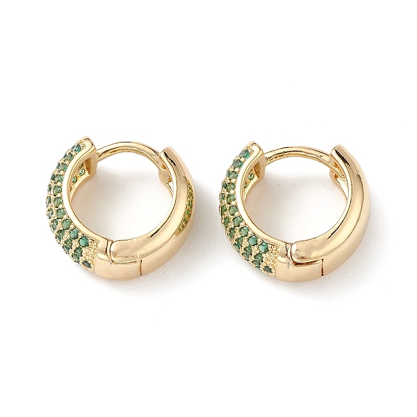 

PandaHall Cubic Zirconia Hoop Earrings, Real 16K Gold Plated Brass Jewelry for Women, Green, 14.5x6mm, Pin: 1mm Cubic Zirconia Ring Green