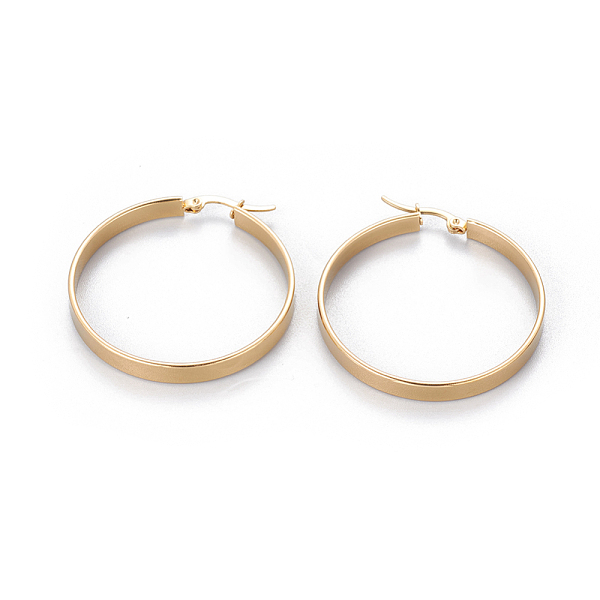

PandaHall 304 Stainless Steel Big Hoop Earrings, Hypoallergenic Earrings, Ring, Golden, 41x4mm, Pin: 1.4mm 304 Stainless Steel Ring