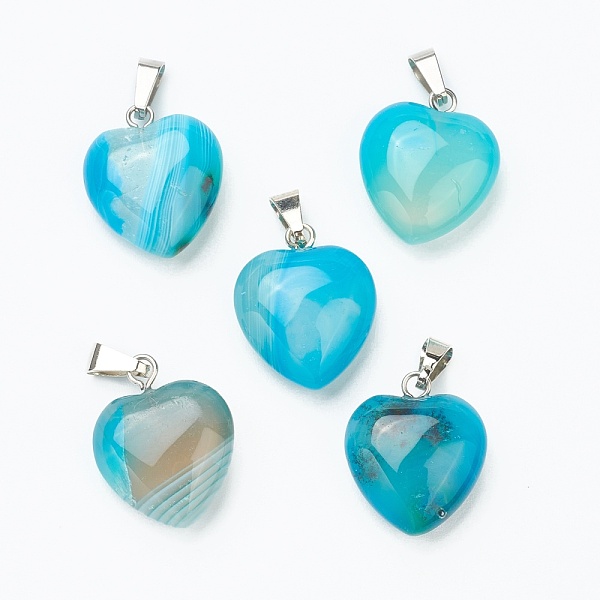 

PandaHall Natural Strawberry Quartz Pendants, with Platinum Brass Loops, Heart, 18~19x15~15.5x6~8mm, Hole: 6x2.5~3mm Natural Agate Heart