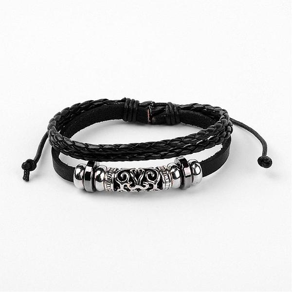 Einstellbar Multi-Strang-Armbänder Lederschnur