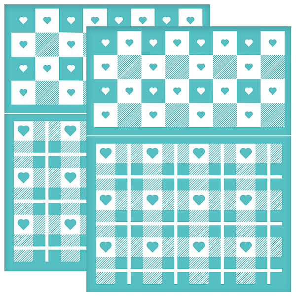 

PandaHall OLYCRAFT 2Pcs 8.6x11 Inch Heart Grid Self-Adhesive Silk Screen Printing Stencil Heart Plaid Silk Screen Stencil Valentine's Day...