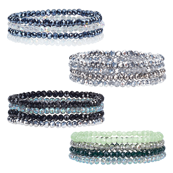 

PandaHall ANATTASOUL 4 Sets 4 Color Sparkling Glass Beaded Stretch Bracelets Set, Stackable Bracelets, Mixed Color, Inner Diameter: 2-1/4..., Multicolor