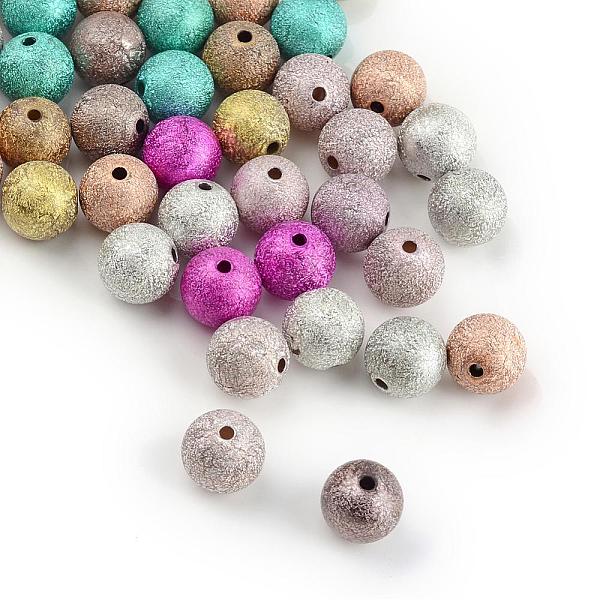 

PandaHall Spray Painted Acrylic Beads, Matte Style, Round, Mixed Color, 14mm, Hole: 2mm, about 350pcs/500g Acrylic Round Multicolor