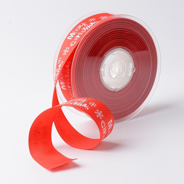 

PandaHall Merry Christmas with Snowflake Polyester Grosgrain Ribbon for Christmas, Red, 1 inch(25mm), about 100yards/roll(91.44m/roll)...