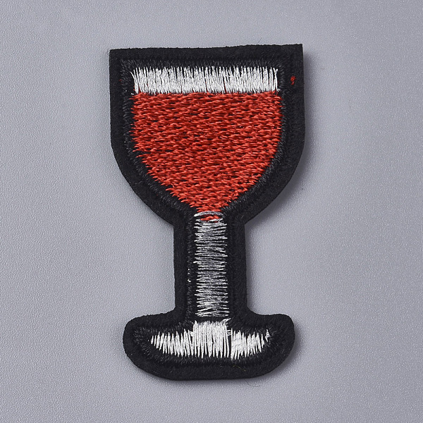 PandaHall Computerized Embroidery Cloth Iron on/Sew on Patches, Costume Accessories, Goblet, Red, 42x24x1.5mm Cloth Others Red