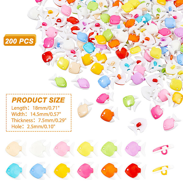 

PandaHall ARRICRAFT 1-Hole Plastic Buttons, Fish, Mixed Color, 18x14.5x7.5mm, Hole: 2.5mm, 200pcs/box Plastic Fish Multicolor