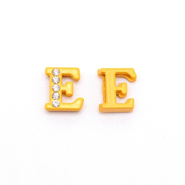 

PandaHall Rhinestone Slide Letter Charms, Alloy Intial Letter Beads, Spray Painted, Letter.E, E: 11.5x10x4.5mm, Hole: 1.5x8mm..., Multicolor