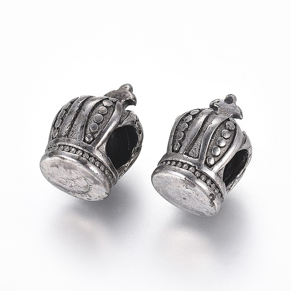 

PandaHall 304 Stainless Steel European Beads, Large Hole Beads, Crown, Antique Silver, 14x9x10mm, Hole: 4.5~5mm 304 Stainless Steel Crown