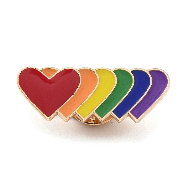 

PandaHall Pride Rainbow Theme Enamel Pins, Light Gold Alloy Badge for Backpack Clothes, Colorful, Heart, 11.5x31.5x1.5mm Alloy+Enamel Heart
