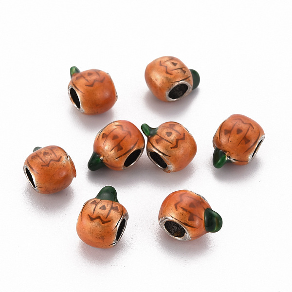 

PandaHall Alloy Enamel European Beads, Large Hole Beads, for Halloween, Pumpkin Jack-O'-Lantern, Cadmium Free & Lead Free, Platinum..., Brown