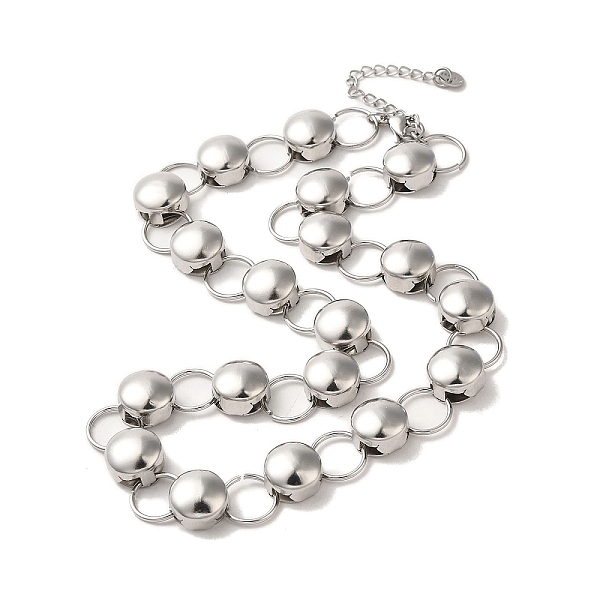 

PandaHall Handmade 304 Stainless Steel Necklaces, Flat Round Chains Necklaces, Stainless Steel Color, 16.54 inch(42cm) 304 Stainless Steel